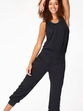Sweaty Betty Black Sleeveless Jogger Jumpsuit